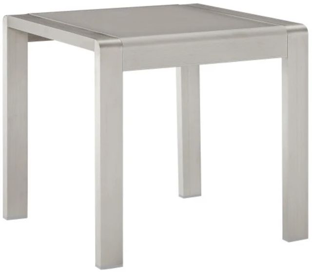Linon Key Gray Aluminum Glass Top Outdoor Side Table-0