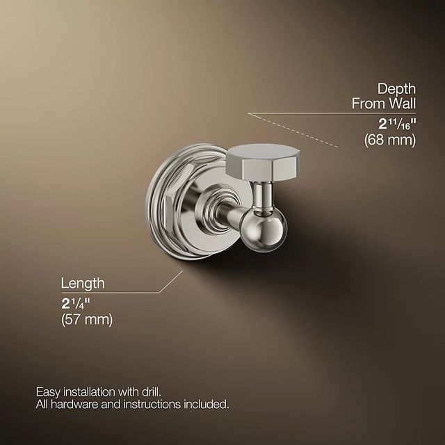 KOHLER® Pinstripe® Vibrant Polished Nickel Robe Hook -4