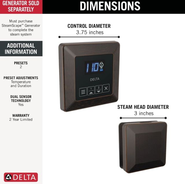 Delta SteamScape™ Classic System Venetian Bronze Square Steam Package-1