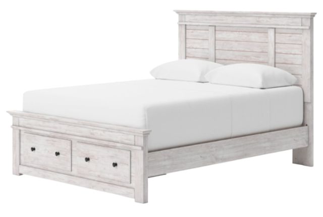 Signature Design by Ashley® Makidern Whitewash 68" Queen Panel Storage Bed-2