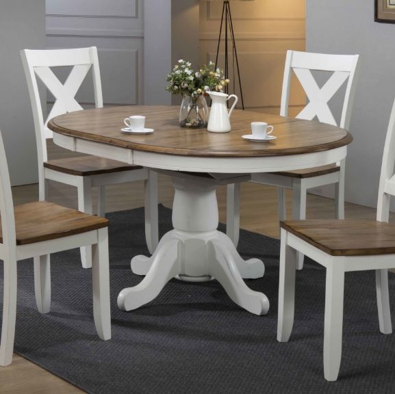 Winners Only® Pacifica Rustic Brown Top Dining Table with White Pedestal Base-2