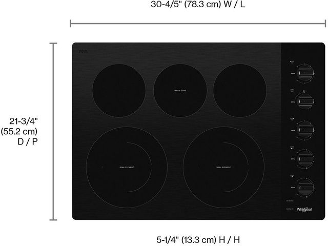Whirlpool® 30" Black Electric Cooktop with Two Dual Radiant Elements-1
