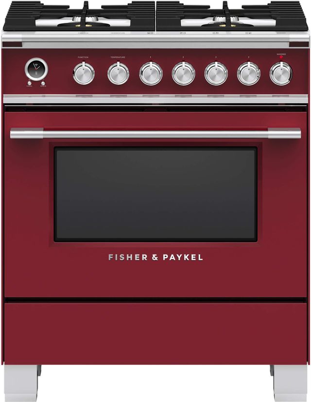 Cuisinière biénergie autoportante de 30 po Fisher & Paykel® série 9 de 3.5 pi³ - Rouge-0