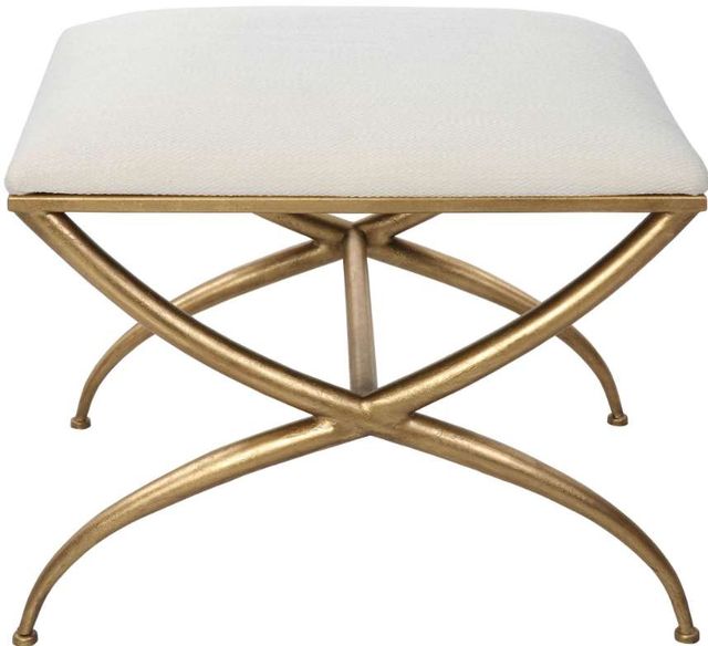 Uttermost® Crossing Gold/White Small Bench-3