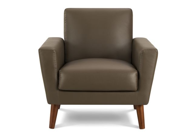 Monarch Specialties Inc. Brown 34" Faux Leather Accent Chair with Walnut Wood Legs-0