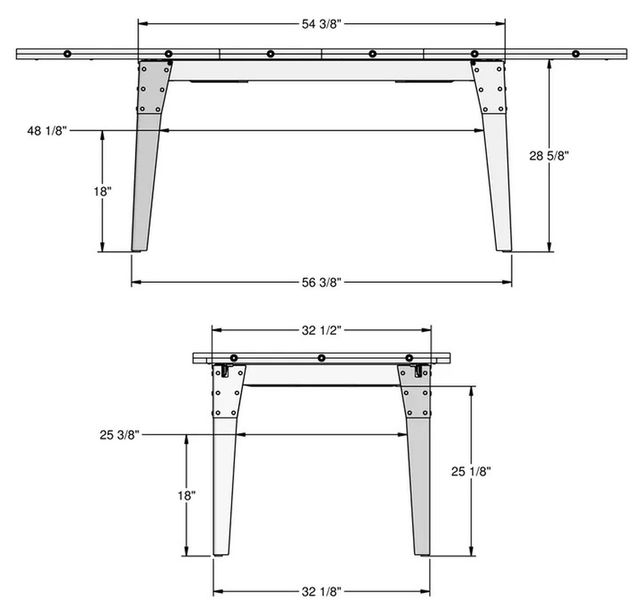 Amisco Customizable Tacoma Solid Ash Extendable Table with Metal Embossed Legs-3