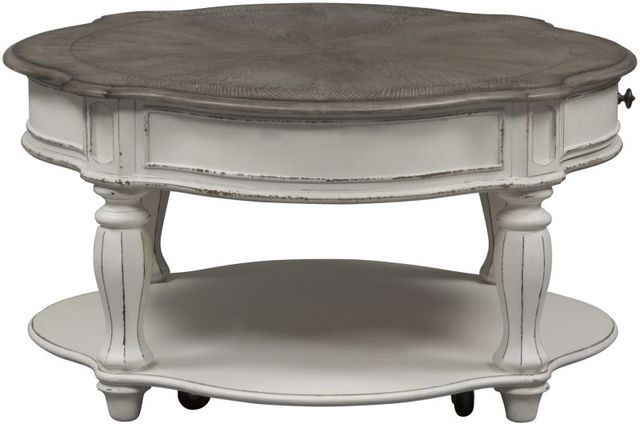Liberty Furniture Magnolia Manor 3-Piece Weathered Brown Occasional Table with Antique White Base Sets-2