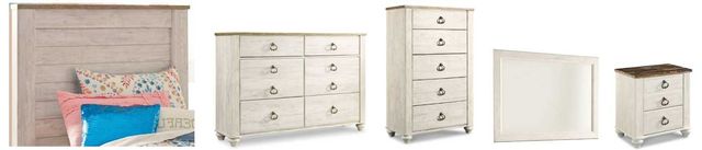 Signature Design by Ashley® Willowton 5-Piece Whitewash Twin Bedroom Set-0