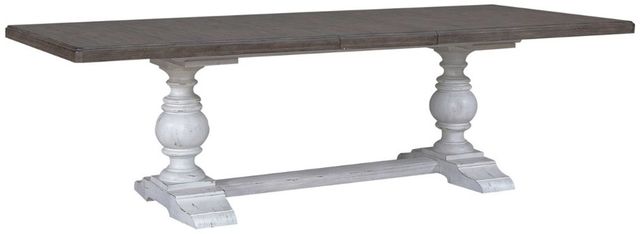 Liberty Furniture River Place 7-Piece Riverstone White/Tobacco Trestle Dining Set-2