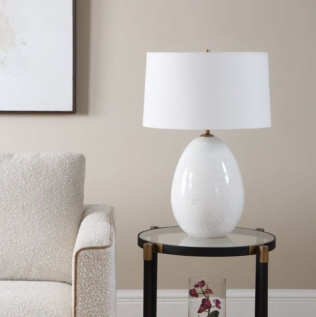 Uttermost® Avery White Crackled Glaze Table Lamp-2