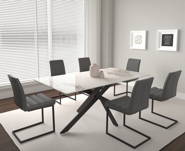 Cramco Nero Chanel Sintered Stone Dining Table with Matte Black Base-1