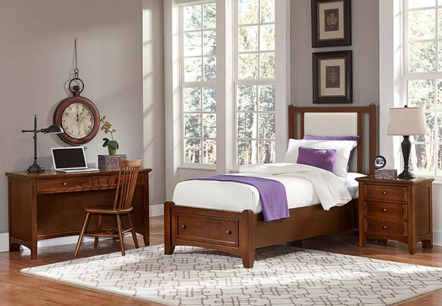 Vaughan-Bassett Bonanza Cherry/Linen Twin Upholstered Panel Storage Bed-1