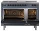 Ilve® Nostalgie II Noblesse 48'' Blue Gray Pro Style Dual Fuel Range with Burnished Trim-2
