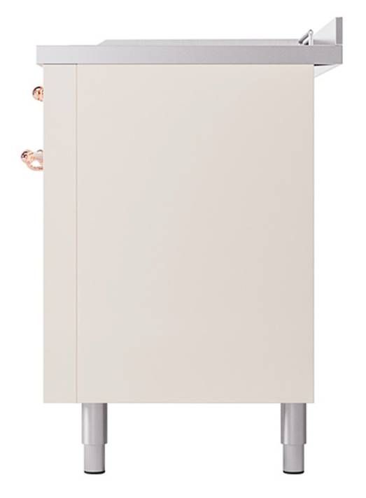 Ilve® Nostalgie II Noblesse 60'' Antique White Pro Style Dual Fuel Range with Copper Trim-3