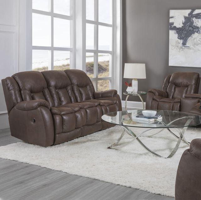 HomeStretch Brown 89" Double Manual Reclining Sofa-1