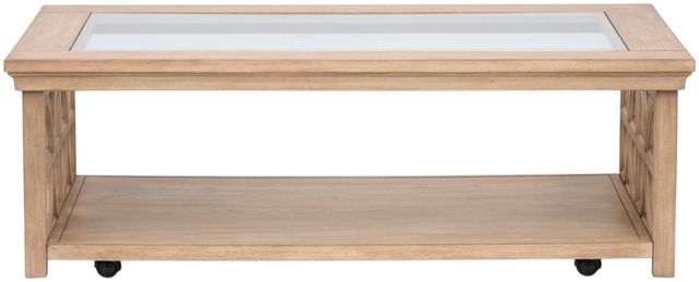 Magnussen Home® Coventry Honey Maple Rectangular Shelf Cocktail Table with Casters-1