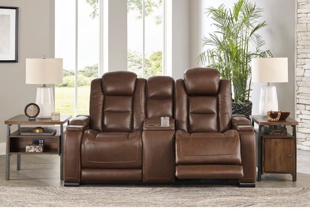Signature Design by Ashley® The Man-Den Mahogany Power Reclining Loveseat-3