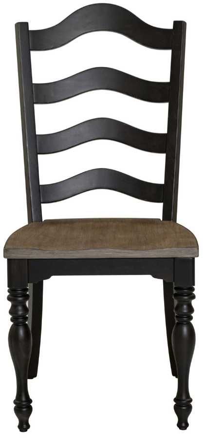 Liberty Furniture Magnolia Manor Antique Black/Weathered Bark Ladder Back Dining Side Chair-2
