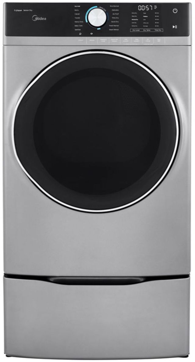 Midea® 5.2 Cu. Ft. Front Load Washer & 8.0 Cu. Ft. Gas Dryer Graphite Laundry Pair-2