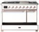 Ilve® Majestic III 48" White Pro Style Dual Fuel Natural Gas Range with Solid Door and Copper Trim-2