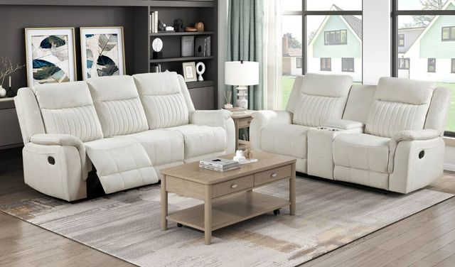 Homelegance® Dean Beige Double Manual Reclining Loveseat with Center Console-1