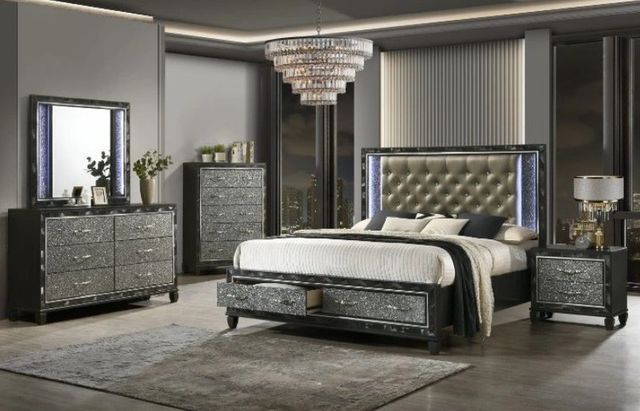 New Classic® Home Furnishings Radiance 4-Piece Black Pearl California King Panel Bedroom Set-1