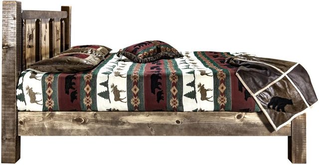 Montana Woodworks® Homestead Stain & Clear Lacquer Full Platform Bed with Laser Engraved Elk Design-2