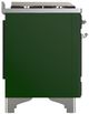 Ilve® Majestic III 36" Emerald Green Pro Style Dual Fuel Liquid Propane Range with 6 Black Brass Burners and Chrome Trim-4