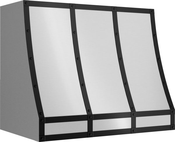 Zephyr Designer Collection 36'' Matte Black Forte Hood Banding Kit-2