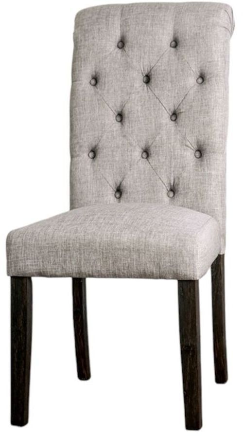 Furniture of America® 2-Piece Alfred Antique Black/Light Gray Side Chair Set-2
