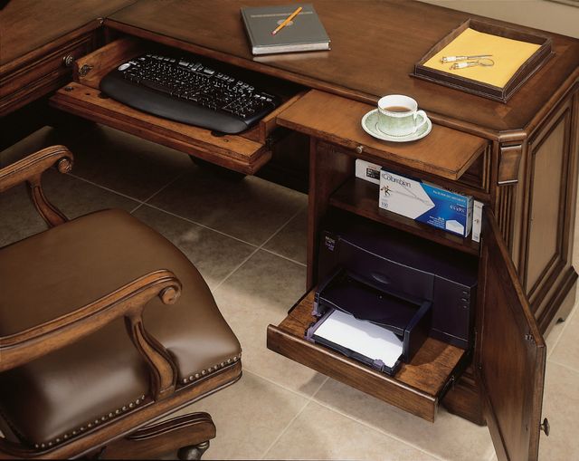 Hooker® Furniture Brookhaven Distressed Medium Clear Cherry Executive L-Right Return-3