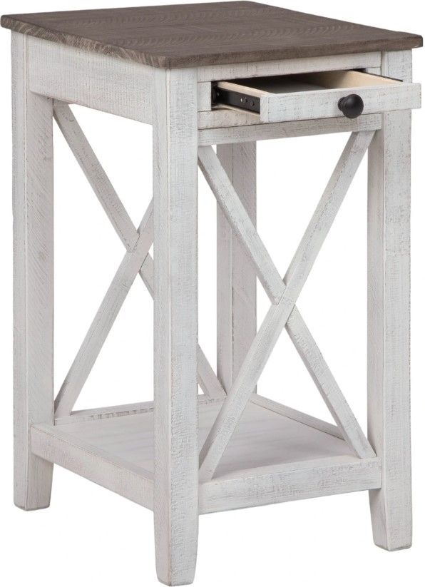 Signature Design by Ashley® Adalane Brown Top Accent Table with White Base-3