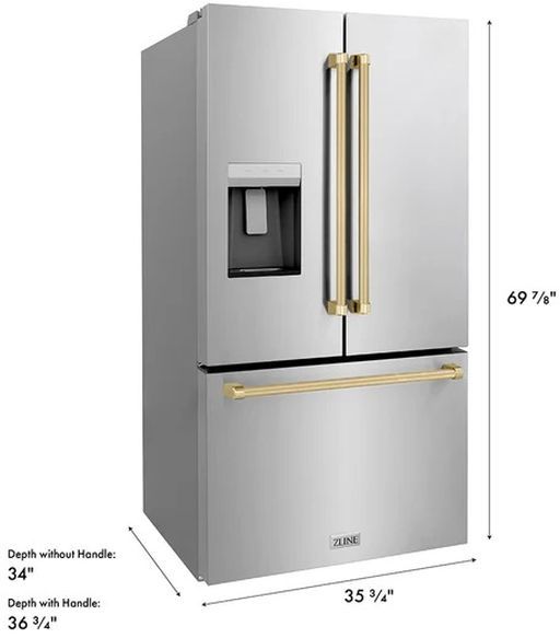 ZLINE Autograph Edition 36" 28.9 Cu. Ft. Stainless Steel Freestanding French Door Refrigerator-2