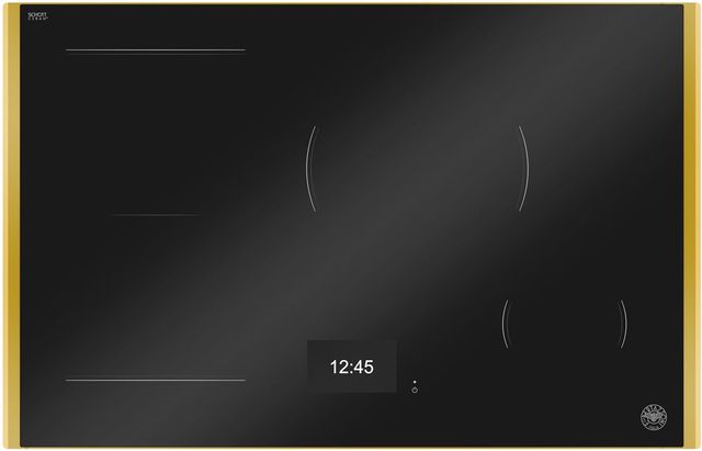 Bertazzoni Professional Series 32'' Black Glass Induction Cooktop with TFT Display Interface and Gold Frame-0