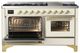 Ilve® Majestic III 60" Antique White Pro Style Dual Fuel Liquid Propane Range with Triple Glass Door and Brass Trim-3