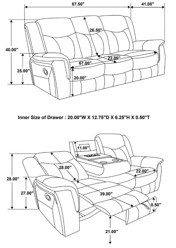 Coaster® Conrad 3-Piece Gray Manual Reclining Sofa Set-2