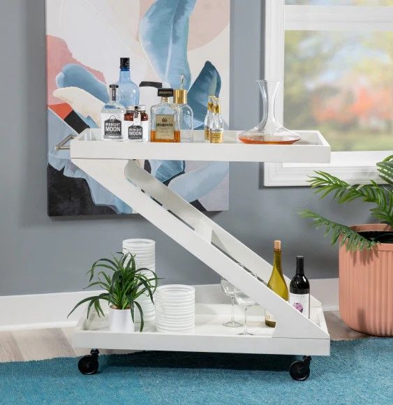 Powell® Z Nantucket White Bar Cart-1