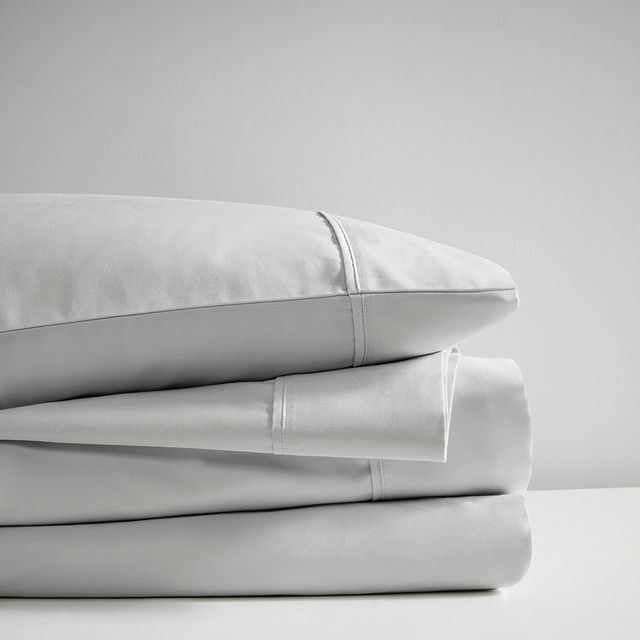 Olliix by Madison Park 600 Thread Count Light Grey Split King 100% Pima Cotton Sheet Set-1