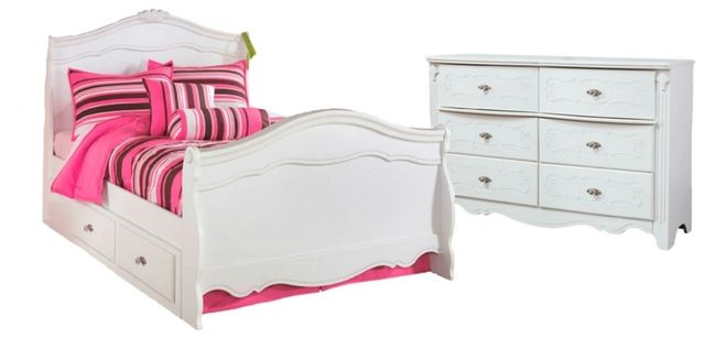 Signature Design by Ashley® Exquisite 2-Piece White Twin Sleigh Bed Set-0