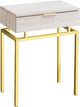 Monarch Specialties Inc. Beige Marble 24"H Storage Accent Table with Gold Metal Base-0
