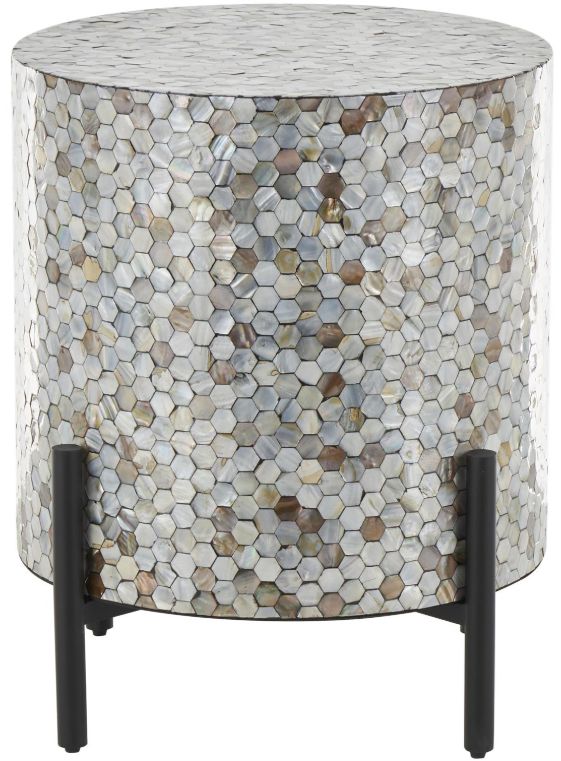 Deco Marche Silver 18" Accent Table with Black Base-0