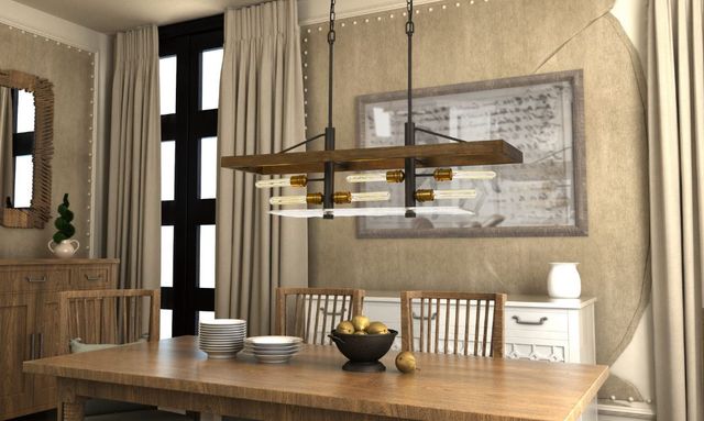 Cal® Lighting & Accessories Craiova Brown Island Chandelier with Hand Crafted Glass-2