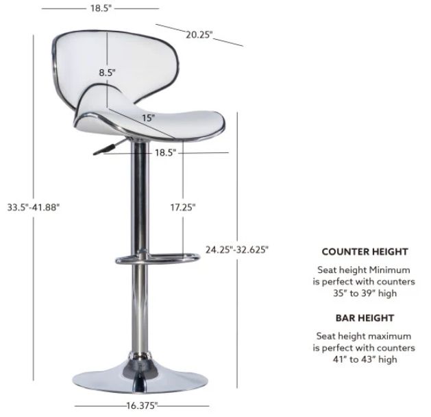 Powell® Beldon White Adjustable Bar Stool-2