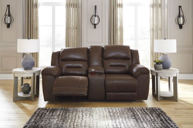 Signature Design by Ashley® Stoneland Chocolate Reclining Loveseat with Console-3
