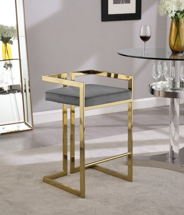 Meridian Furniture Ezra Gray Velvet Counter Stool-3