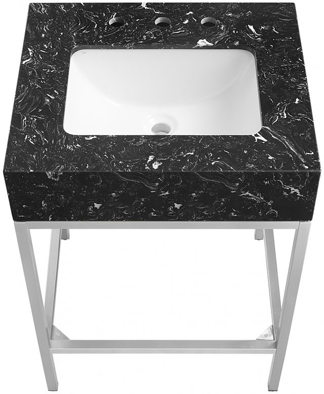 Meridian Furniture Marmo Black/Brushed Chrome 24" Bathroom Vanity-2