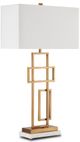 Currey & Company Parallelogram Antique Brass/Off-White Table Lamp-1