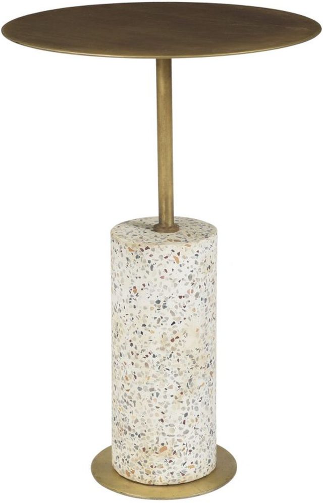 Moe's Home Collection Gabriel White Accent Table with Antique Brass Iron Top-1