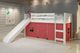 Donco Kids Circles White Twin Loft with Slide & Red Tent Kit-1