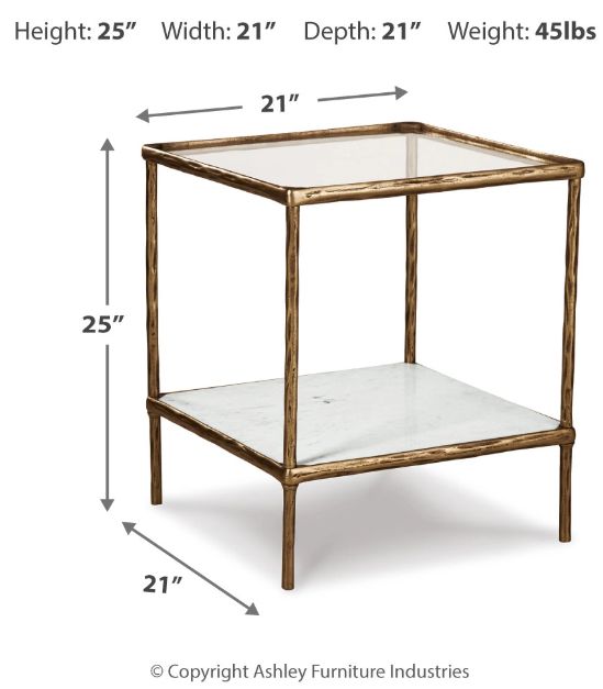 Signature Design by Ashley® Ryandale Glass Top Accent Table with Antique Brass Base-4